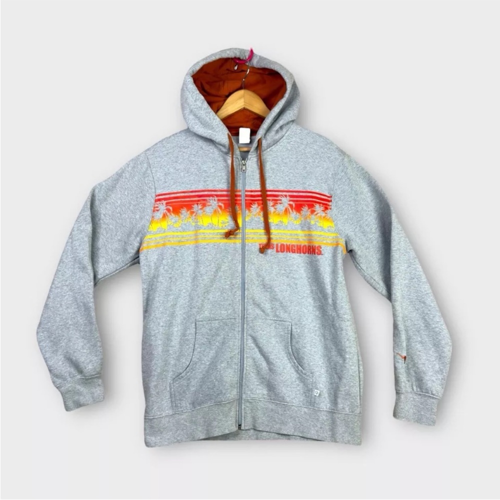 Texas Longhorns Ocean Pacific Full Zip Hoodie Heathered Gray Mens Large Rare EUC